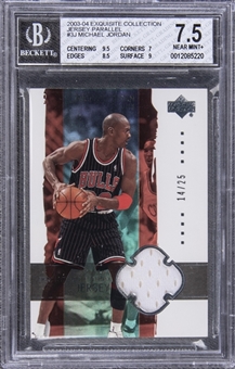 2003-04 UD "Exquisite Collection" Jersey Parallel #3J Michael Jordan Game Used Patch Card (#14/25) - BGS NM+ 7.5